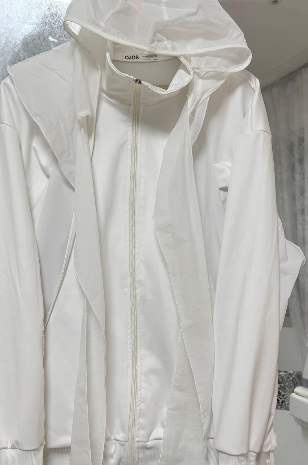 오호스 러플 져지 집업 Ruffled Jersey Zip-up Ivory 상품이미지4