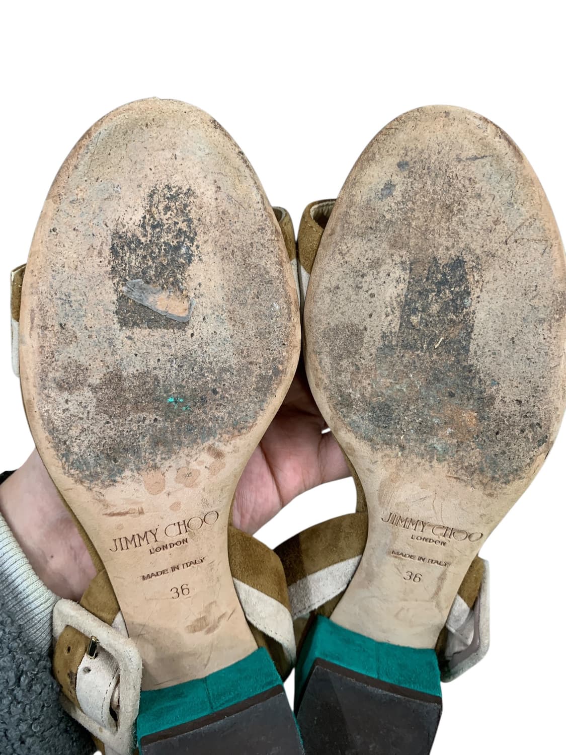 지미추 다차 컬러블록 스웨이드 샌들 36(230) (Gr-3217) 상품이미지7