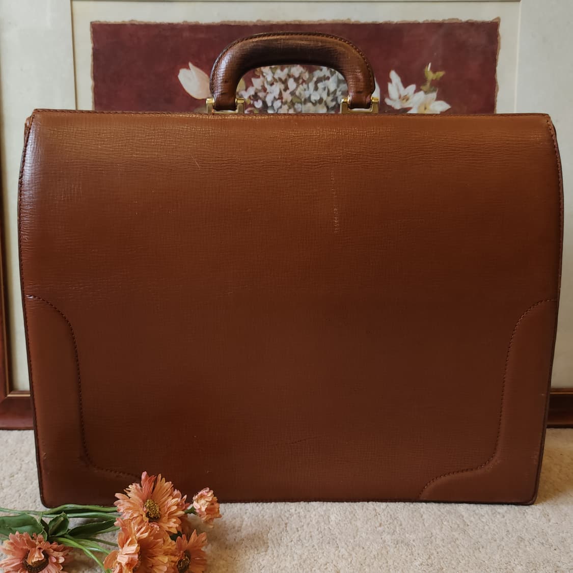 90s 버버리 브리프케이스 닥터백 카우하이드 서류가방 브라운 상품이미지3