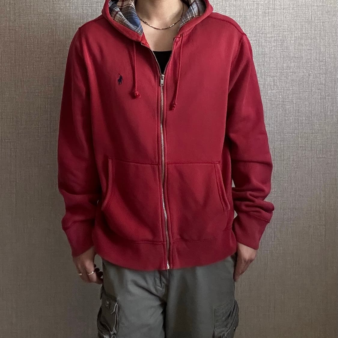 폴로 랄프로렌 포니 레드 후드집업 XL 상품이미지2