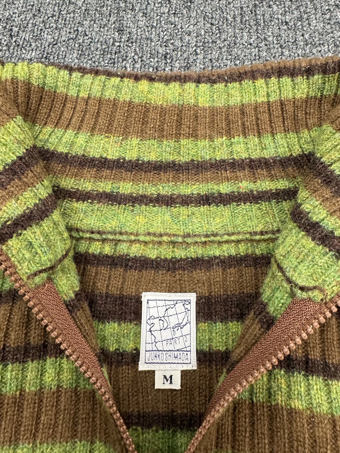 Junko Shimada 빈티지 여성 스트라이프 목포라 니트집업 상품이미지3