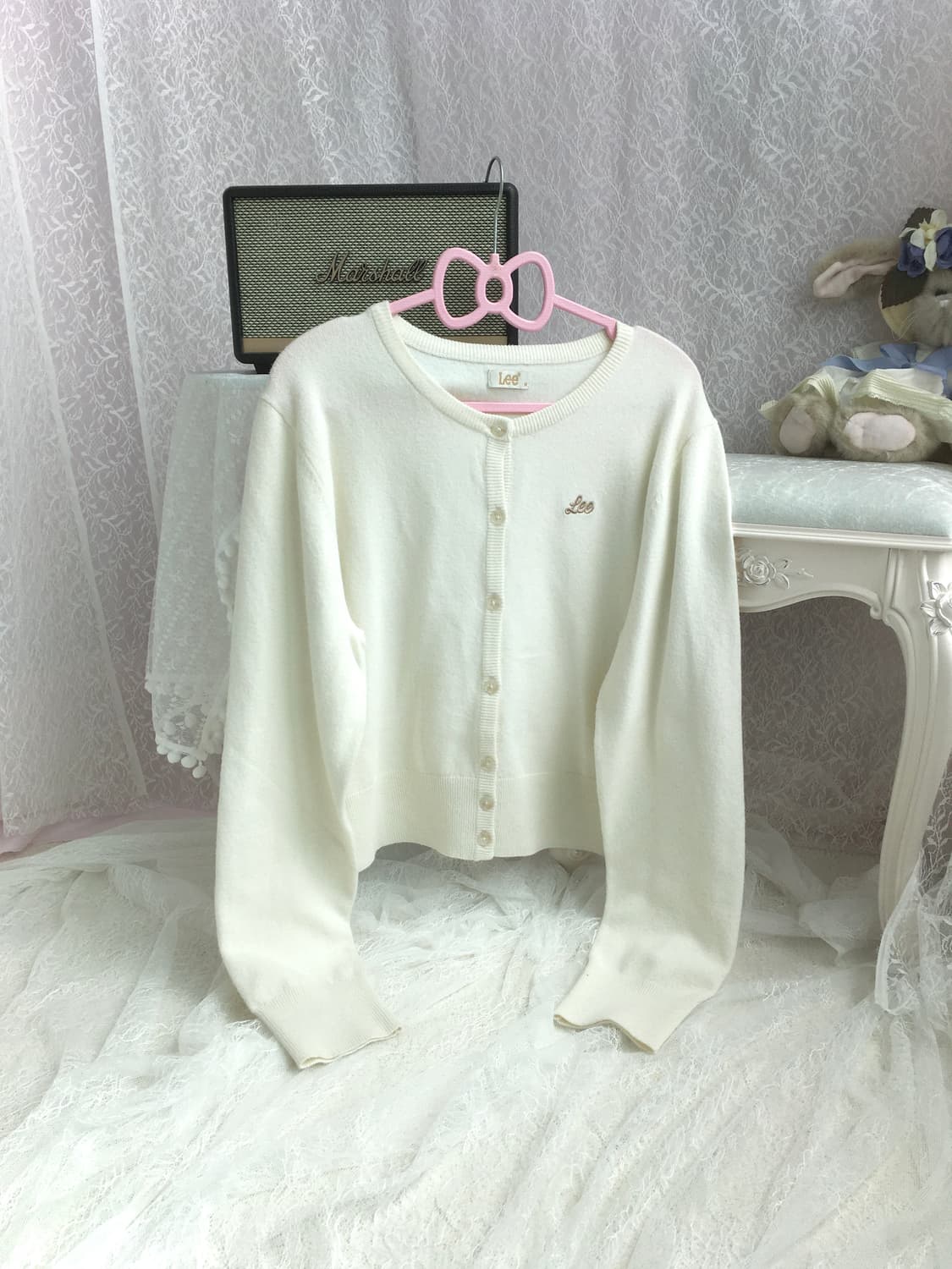 Lee cream knit cardigan 상품이미지3