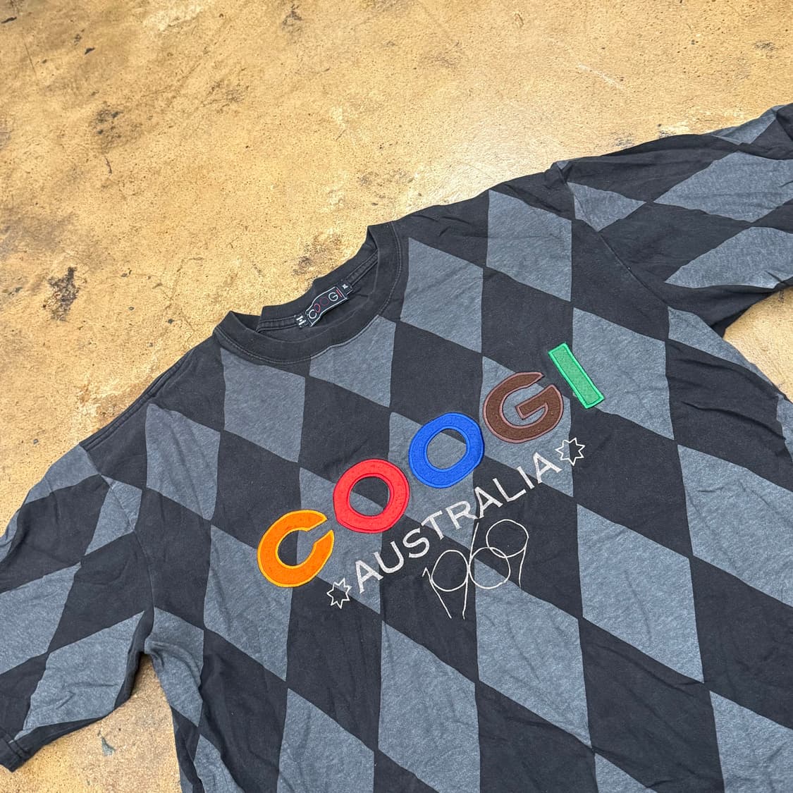 [정품/XL] 쿠지 아가일 반팔 티셔츠 블랙 b18 상품이미지1