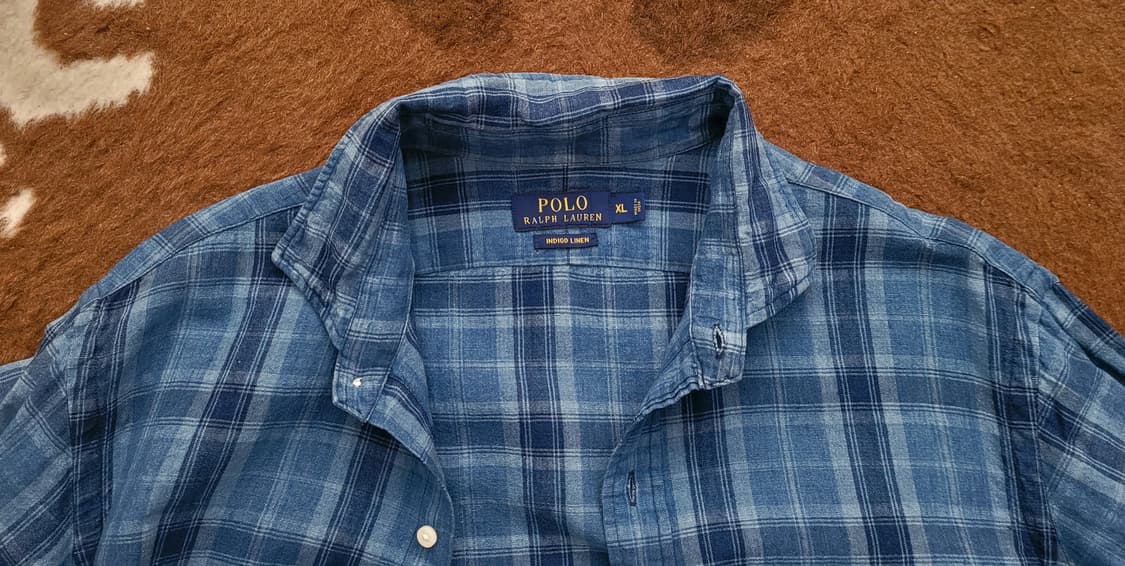 폴로 랄프로렌 남성용 인디고 린넨 체크 남방(XL) 상품이미지4