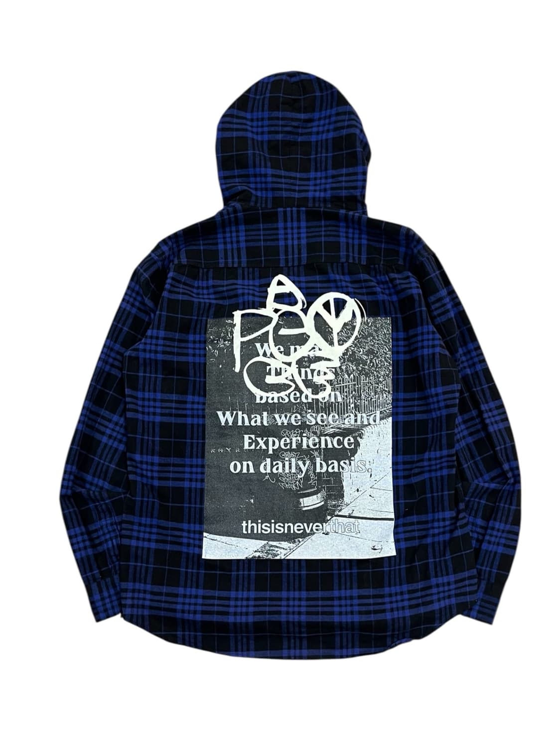 디스이즈네버뎃 체크 후드 셔츠 블루 L #csz2207 상품이미지4