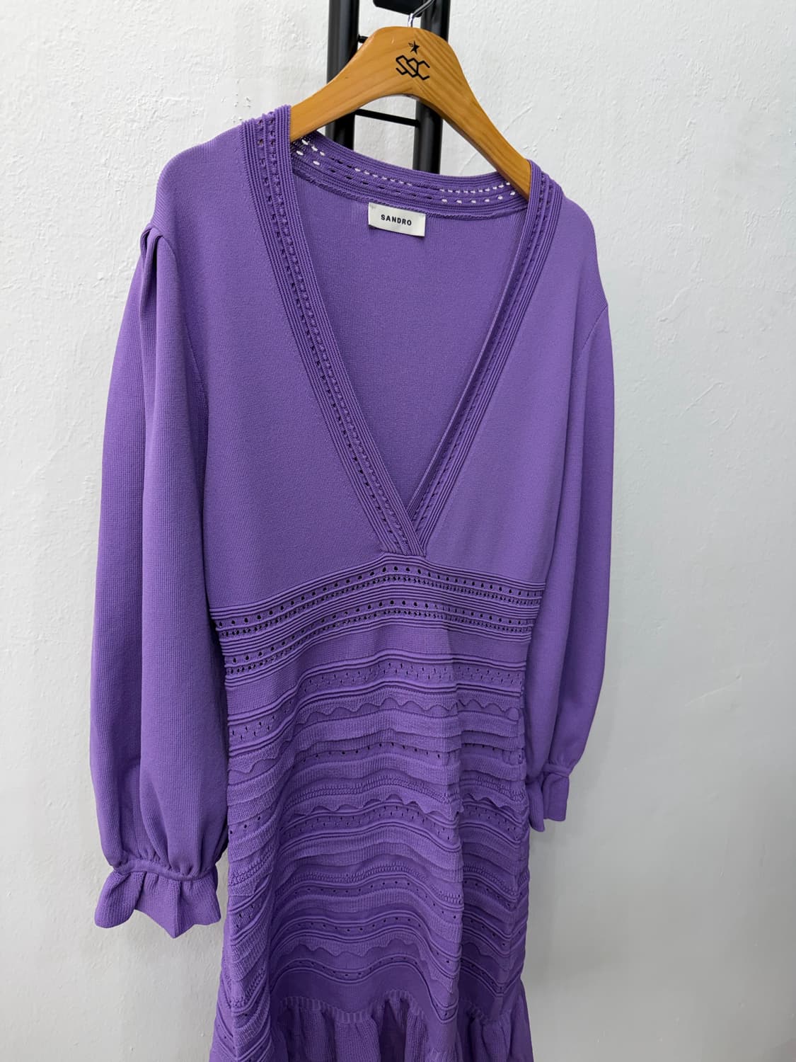 정품) 산드로 신형 퍼플 브이넥 원피스 2  상품이미지2