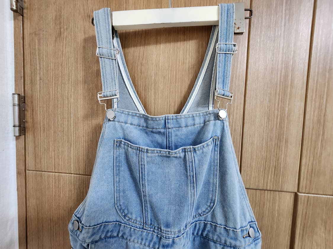 (2)여성 핫핑 데일리데이 포켓 와이드롱 데님멜빵바지 상품이미지3