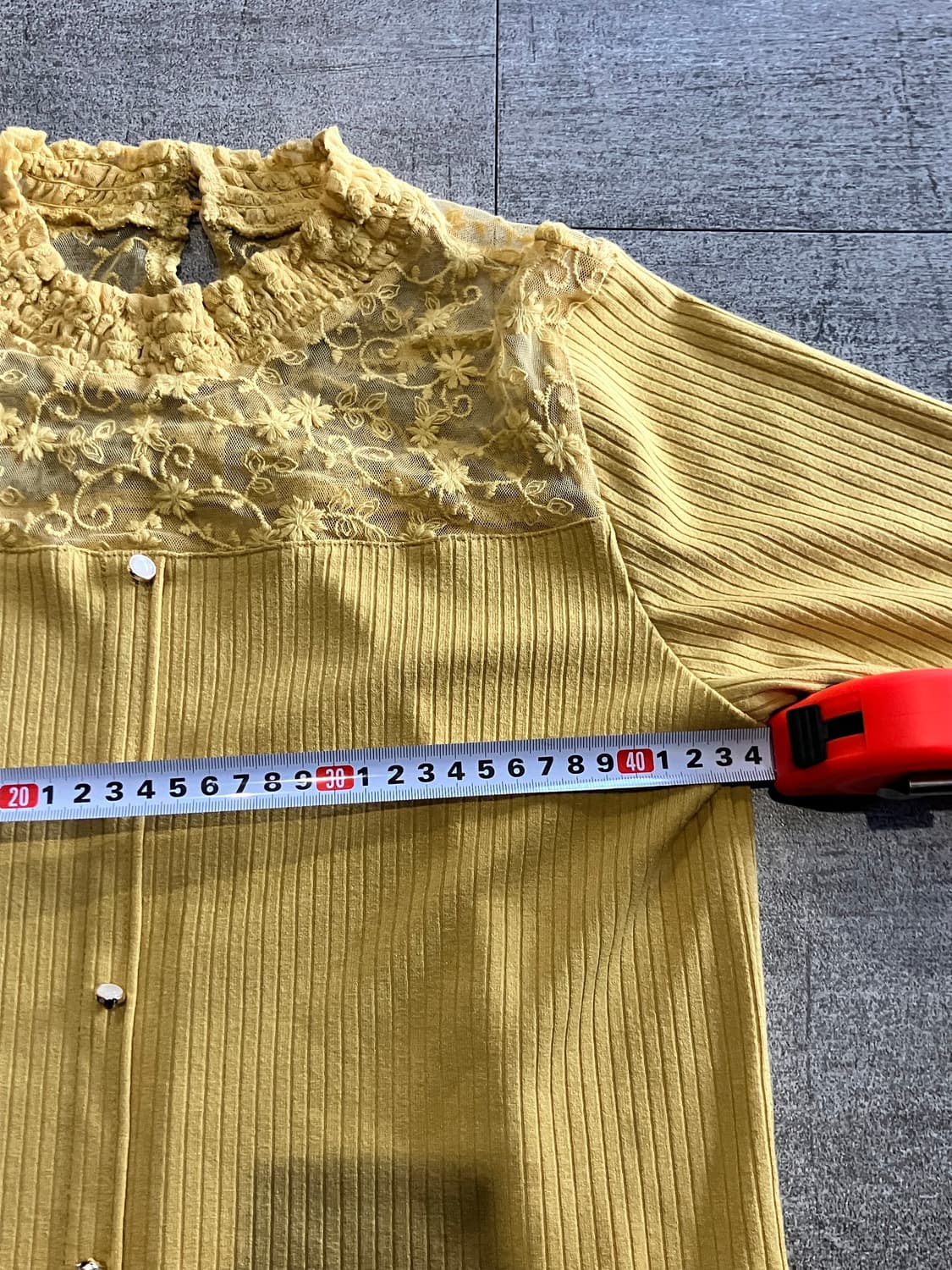 일본빈티지 Infni 달천깔페어리 프린세스할메카지 레이스 니트스웨터 노랑 상품이미지2