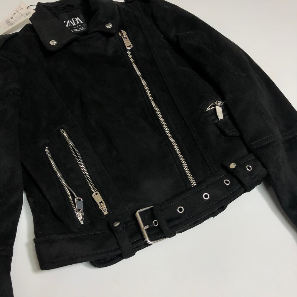 새상품 자라 크롭 스웨이드 라이더자켓 s 상품이미지5