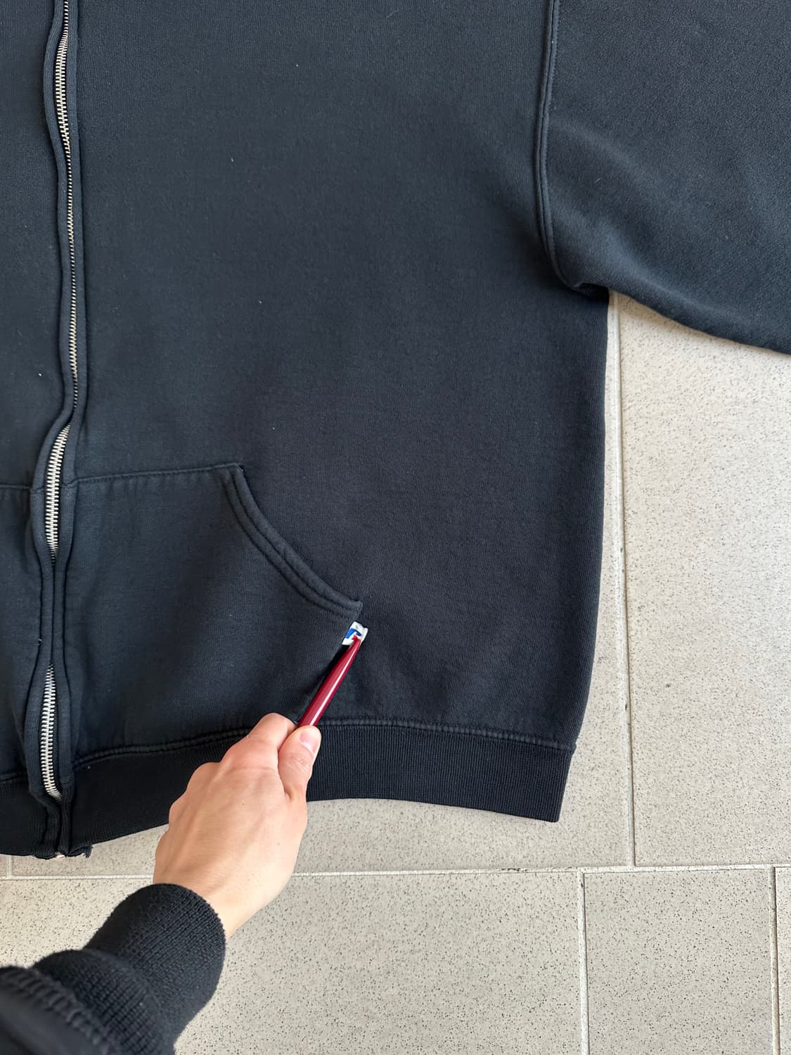 빈티지 러셀 후드집업 블랙 XL 상품이미지3