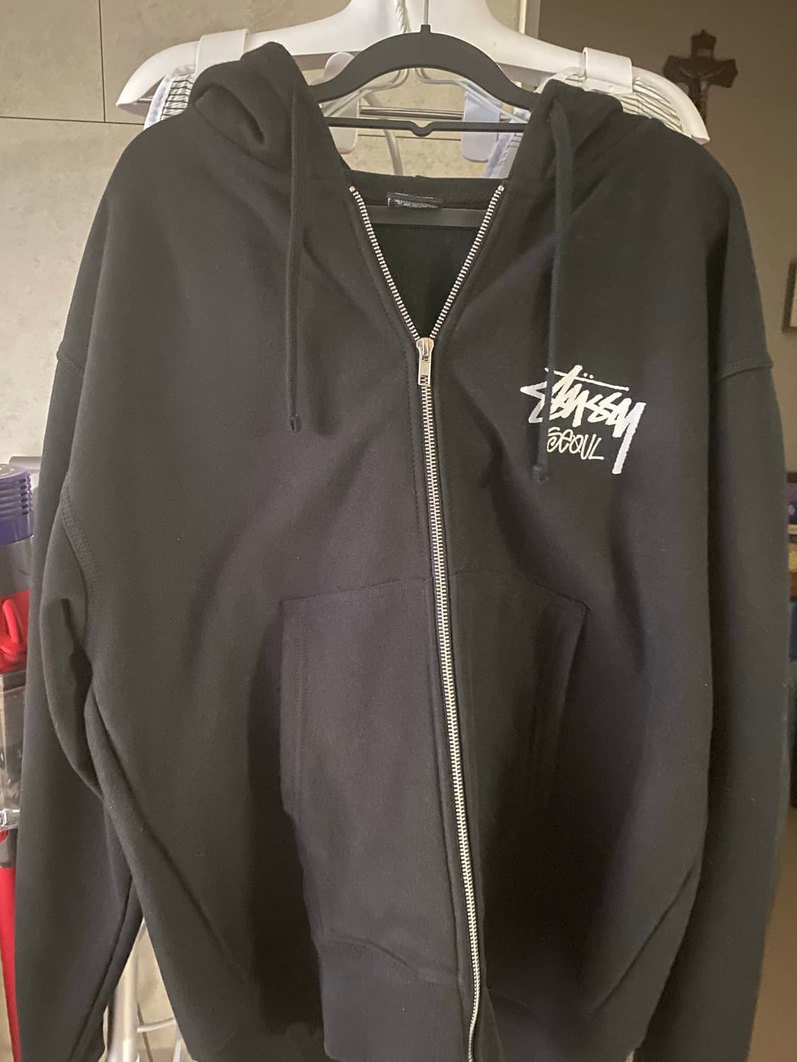 스투시 스탁 서울 후드집업 블랙 L 상품이미지2