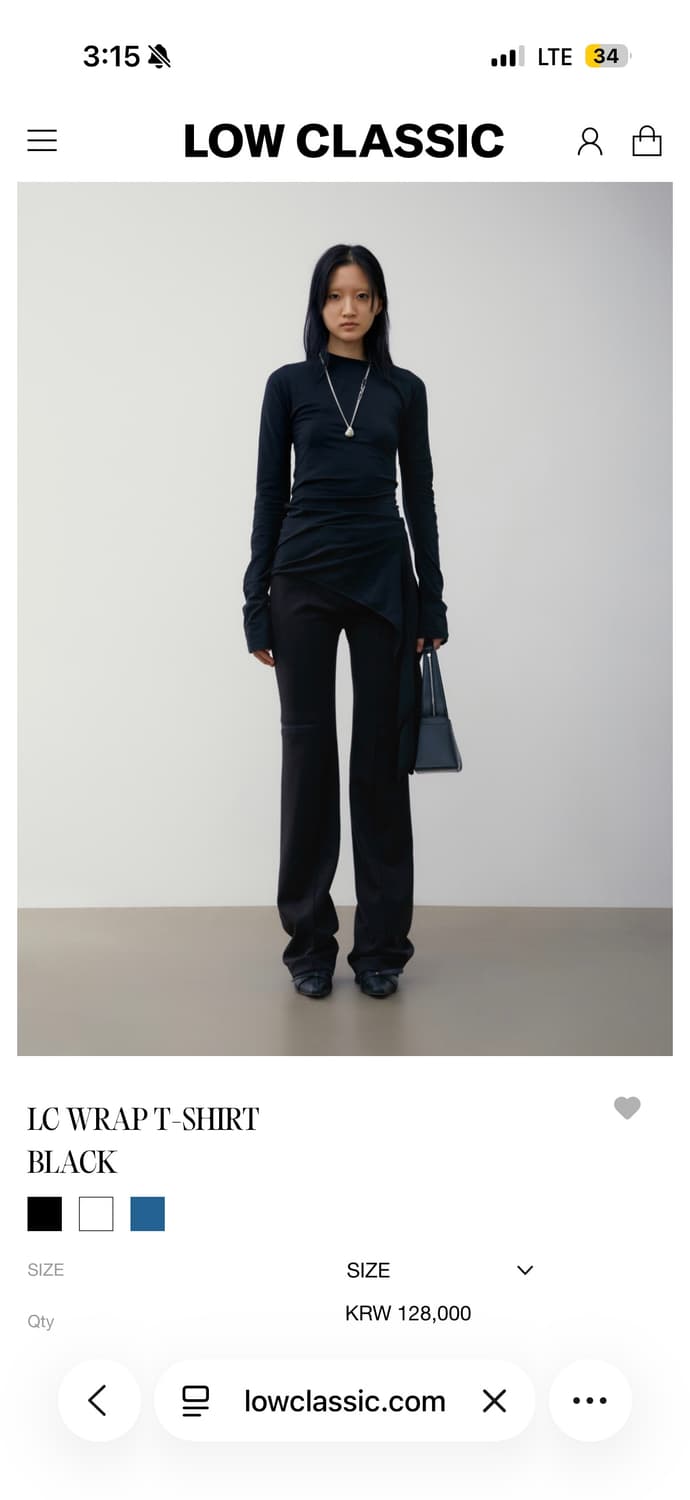 Low Classic 로우클래식 lc wrap t-shirt black 상품이미지1