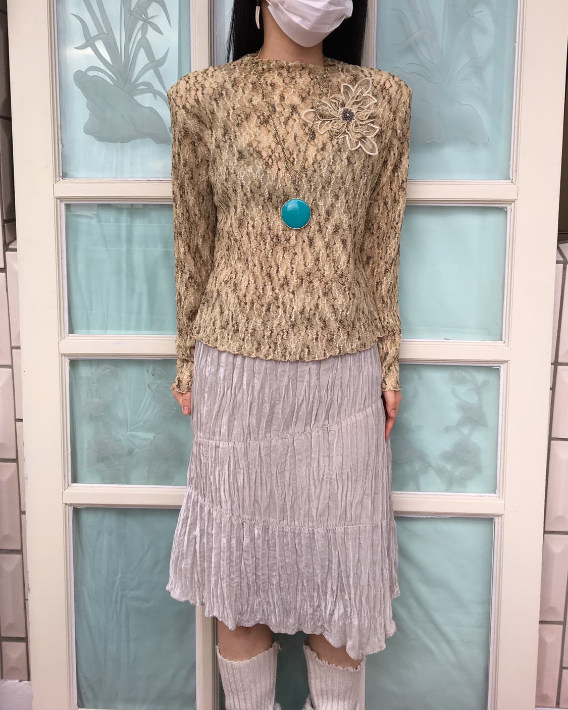 Unbalanced line detail velvet skirt 상품이미지4