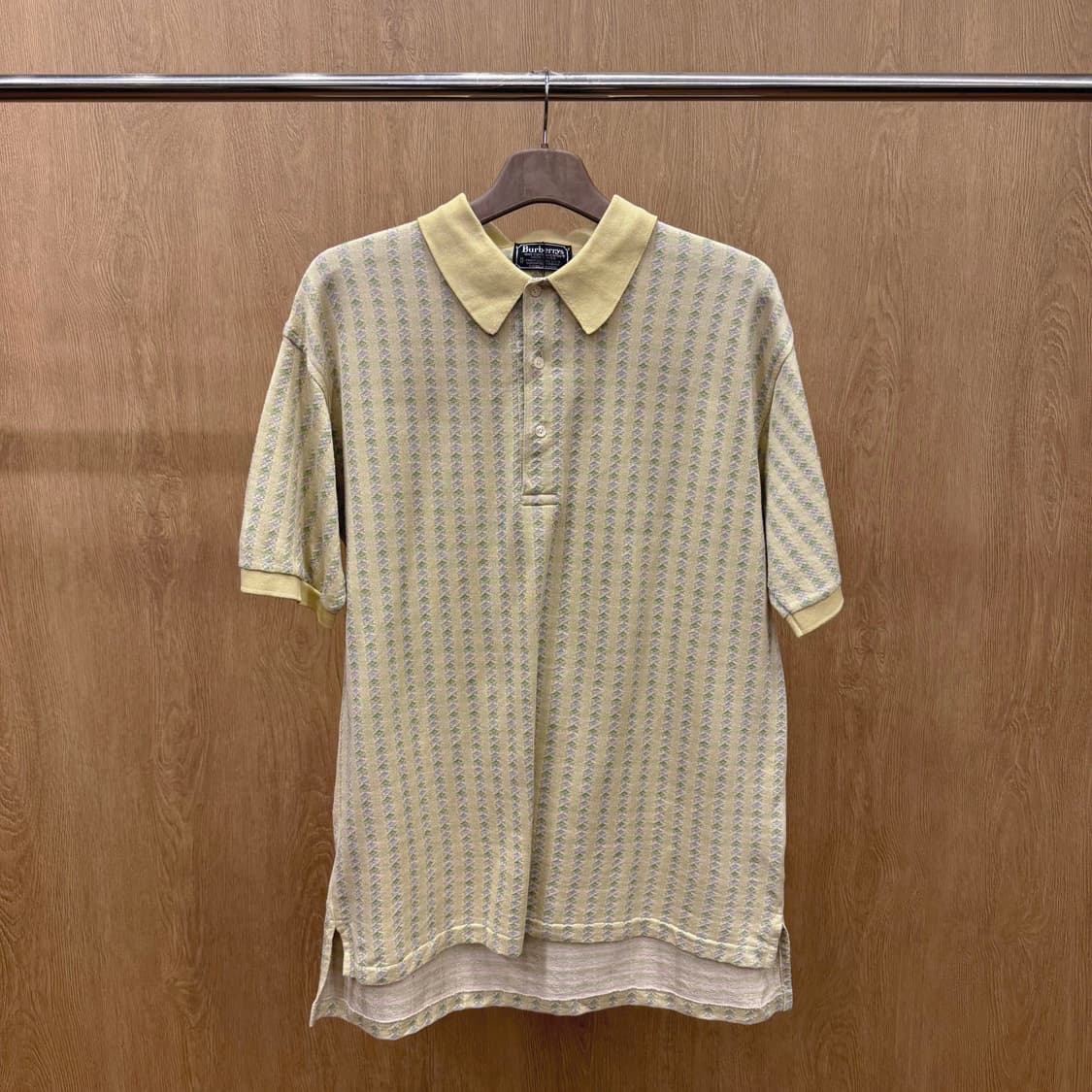 버버리 니트 PK 카라티 90s USA코튼 반팔 자카드 패턴 디테일 상품이미지2