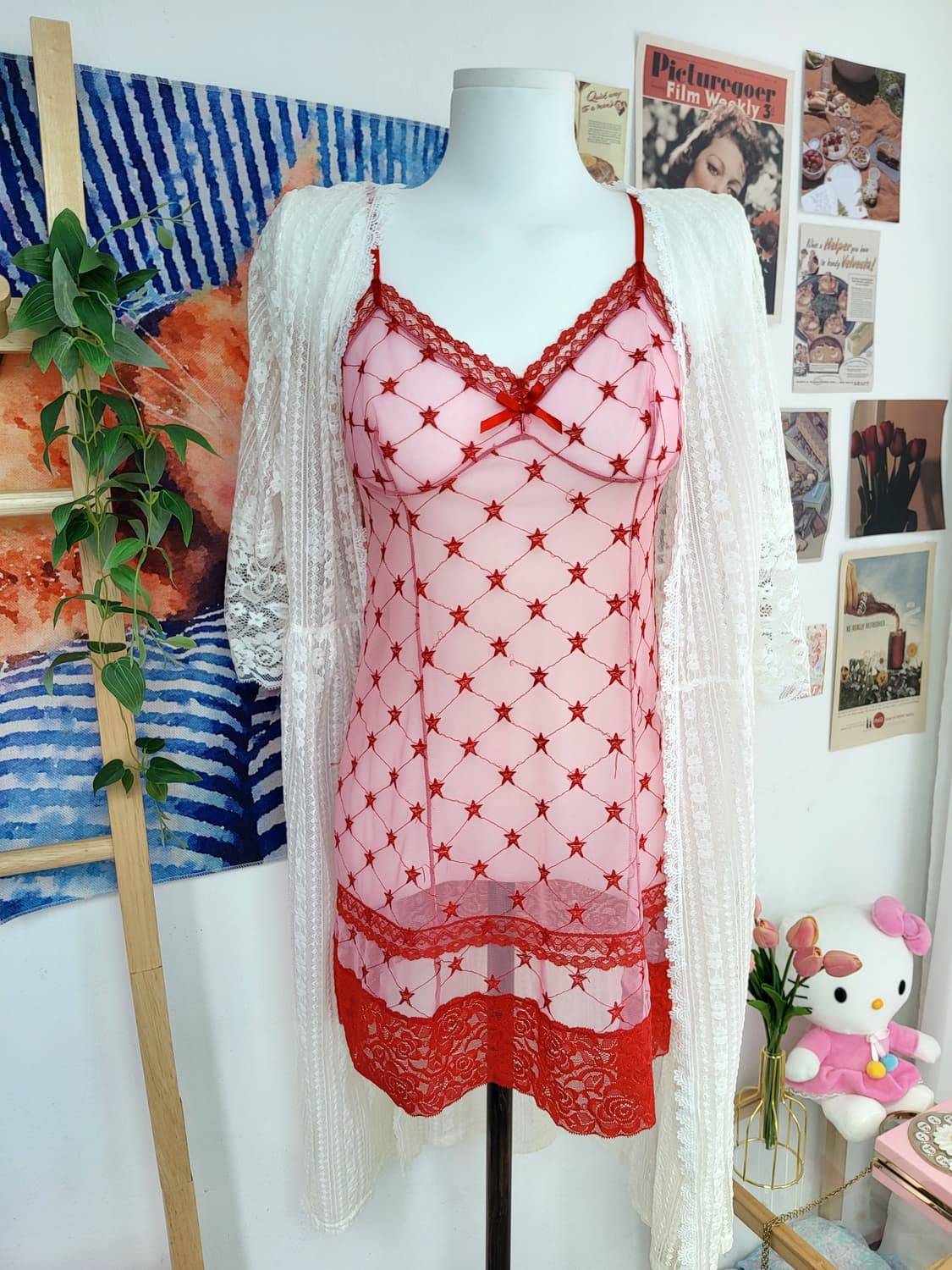 러블리 스타 레드 슬립 빈티지 레이어드 상품이미지5