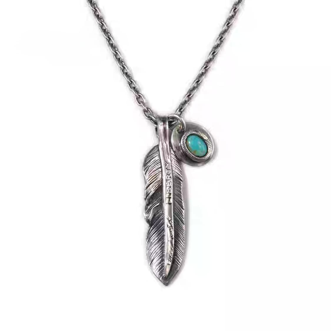 Oceanora 핸드메이드 터키석 페더 실버 목걸이 상품이미지3