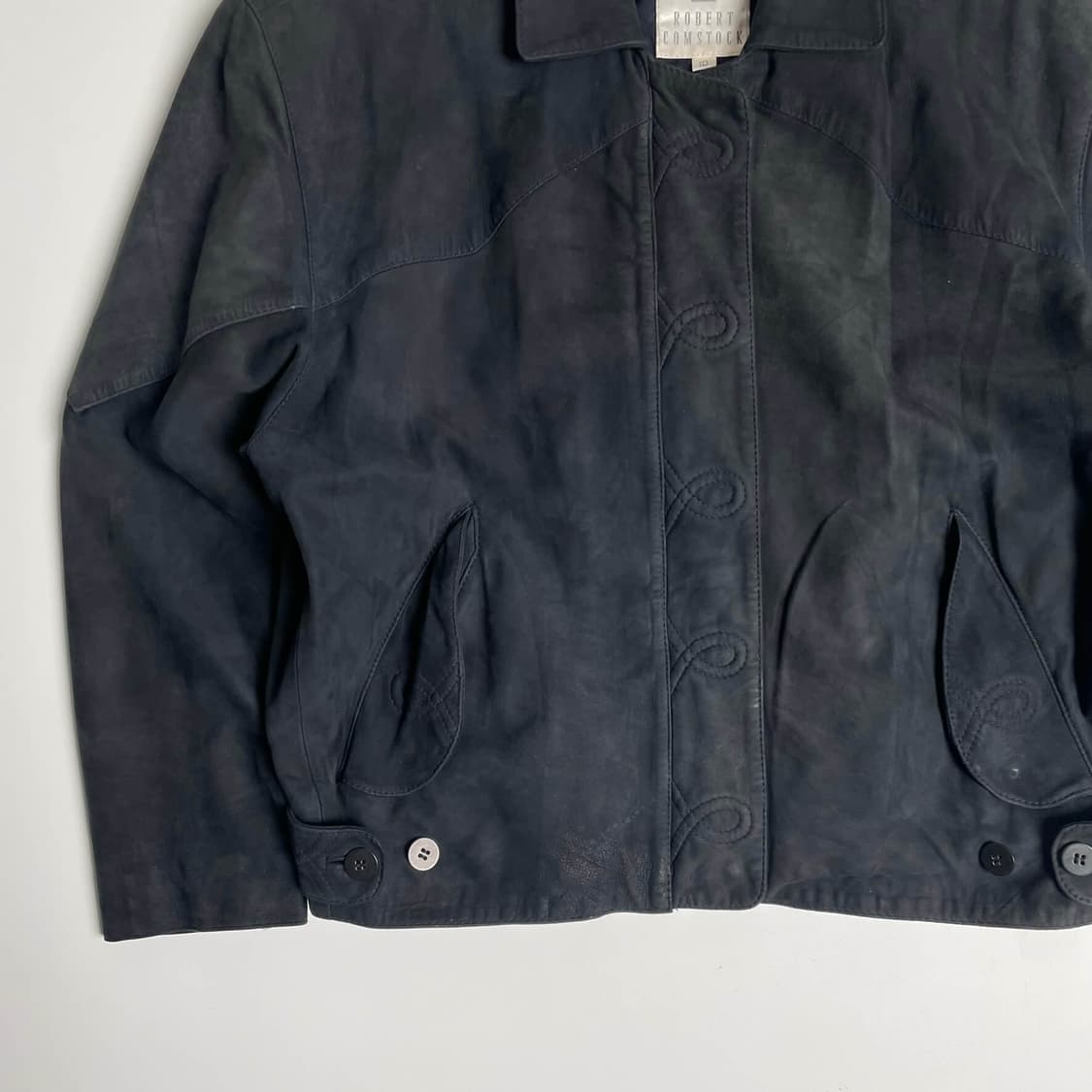 Robert comstock 스티치 링 레더 봄버 상품이미지3