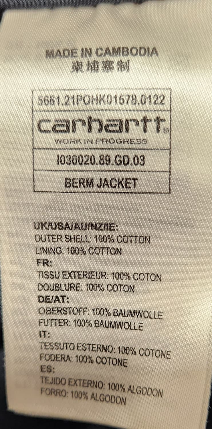 칼하트WIP Berm Jacket (Black) 자켓 M 100-105 상품이미지7