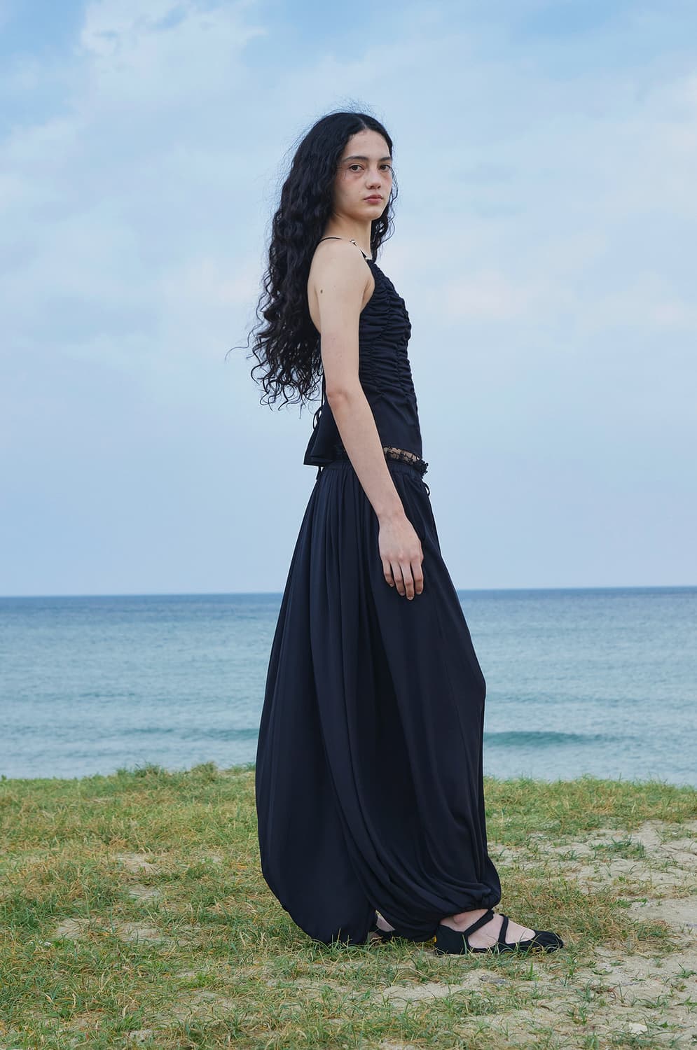 기미더영 쉬폰 레이스 벌룬 팬츠 상품이미지1
