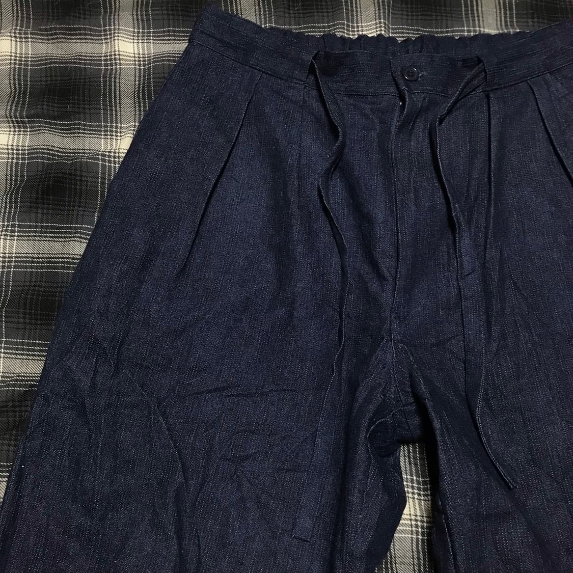 재팬 90s 핀턱 m65 믹스 와이드 데님 팬츠 상품이미지2