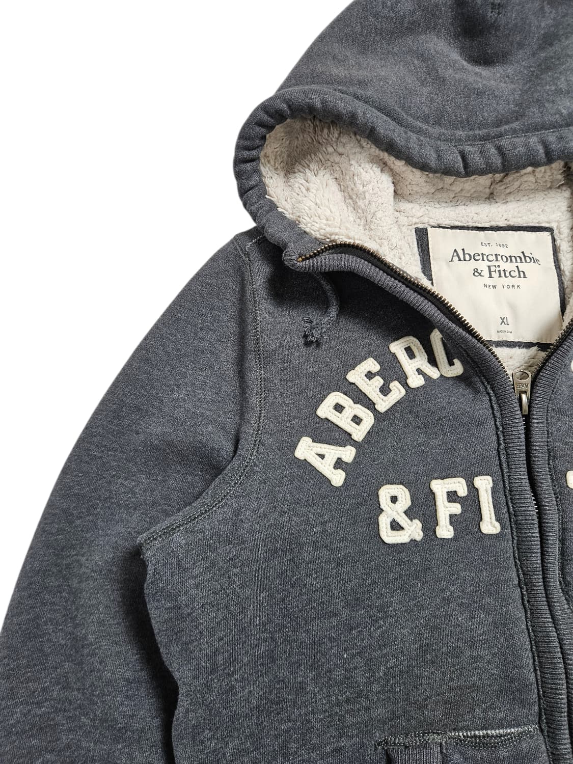 아베크롬비 기모 후드 집업 그레이 상품이미지4