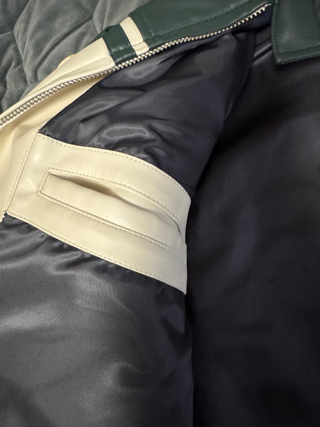 민타임 모터사이클 레더 자켓 그린 상품이미지6