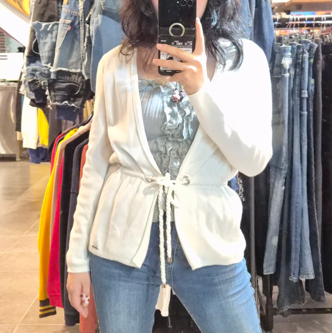 [NO.9] 노티카 가운형 니트 화이트 상품이미지3