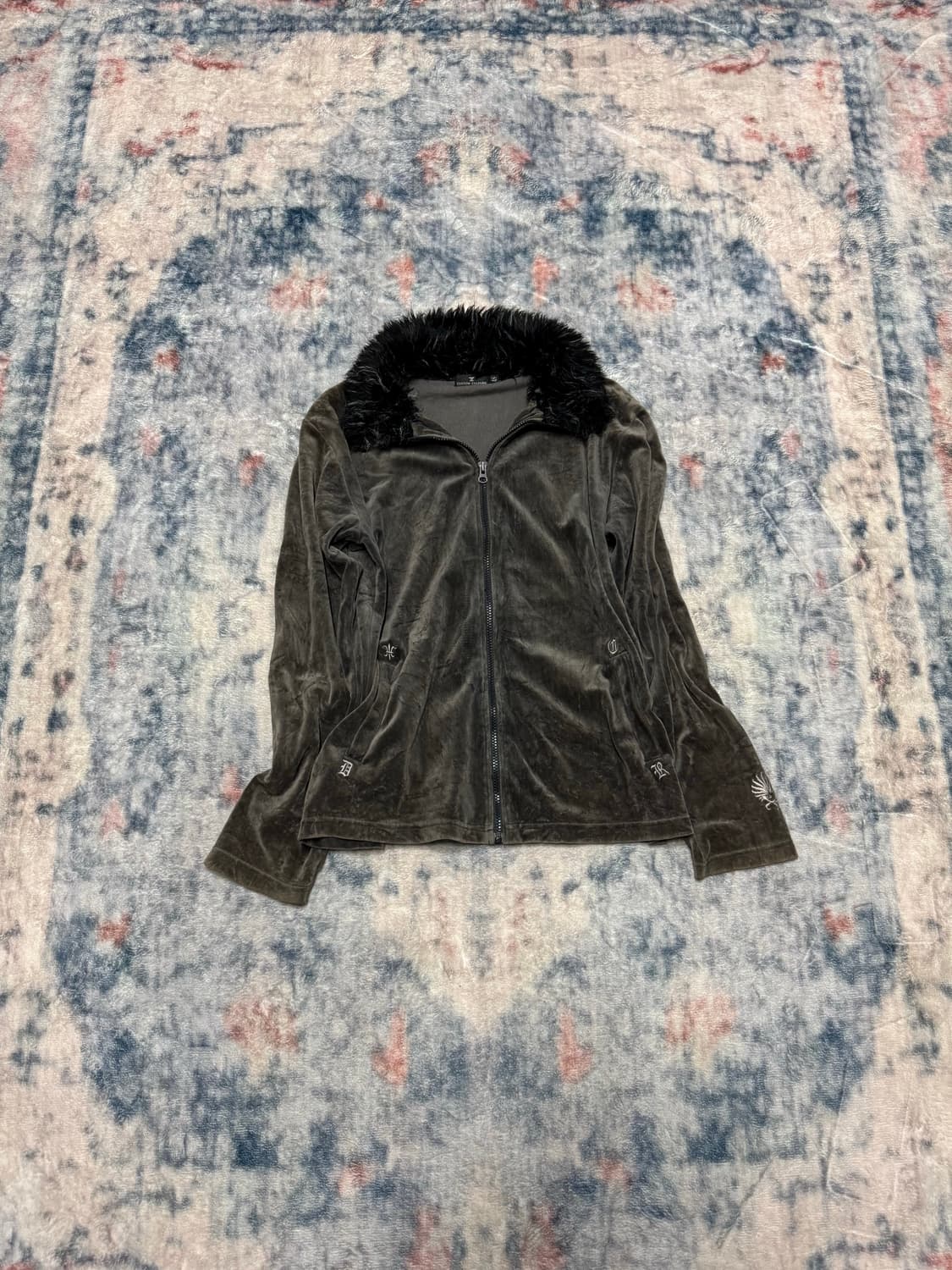 Custom culture 00s velour fur zip up 상품이미지2