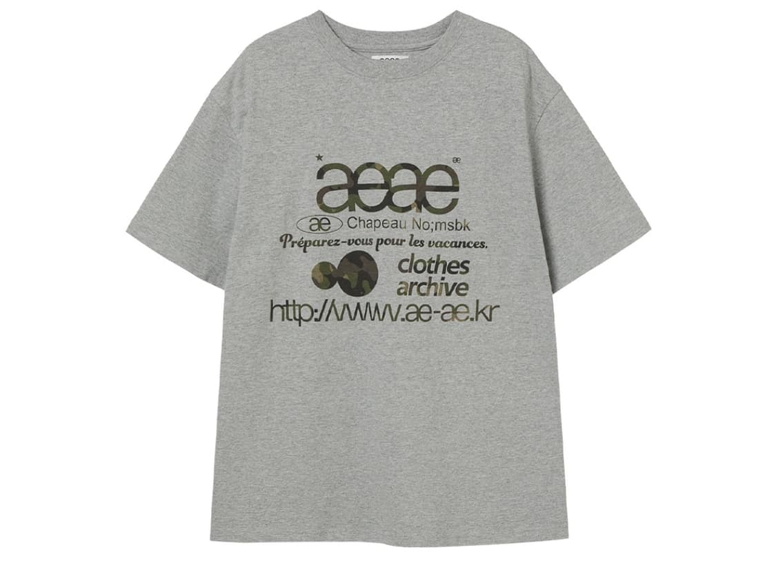에이이에이이 웹 로고 티셔츠 멜란지 그레이 & 카모 상품이미지1