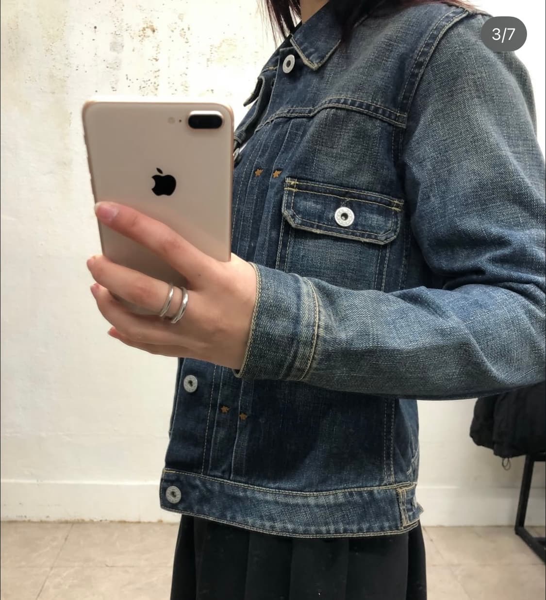 베이프 딱붙핏 워싱 데님 자켓 세컨드 지쟌 상품이미지3