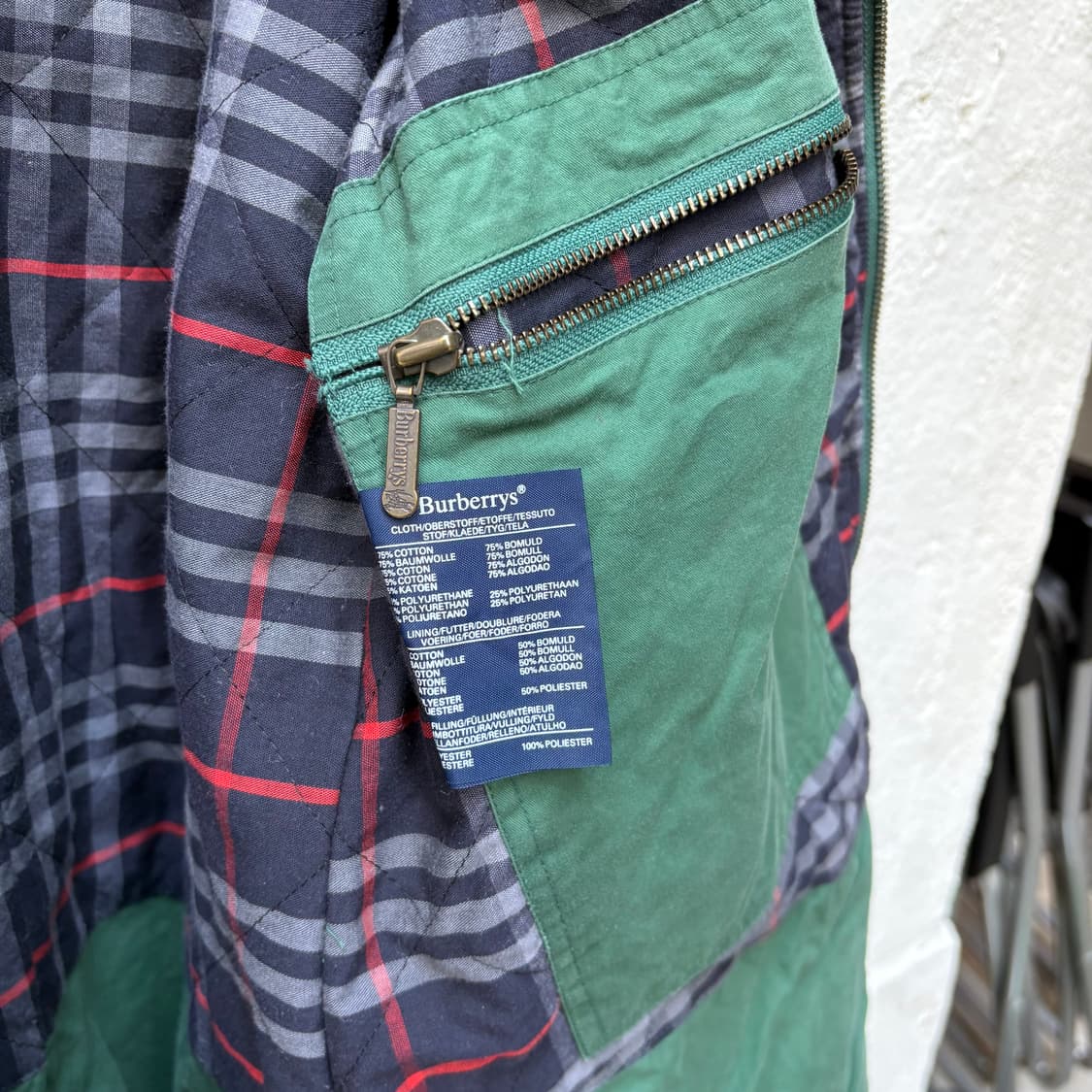 80s 버버리 페이딩 그린 체크 안감 필드 자켓 상품이미지10