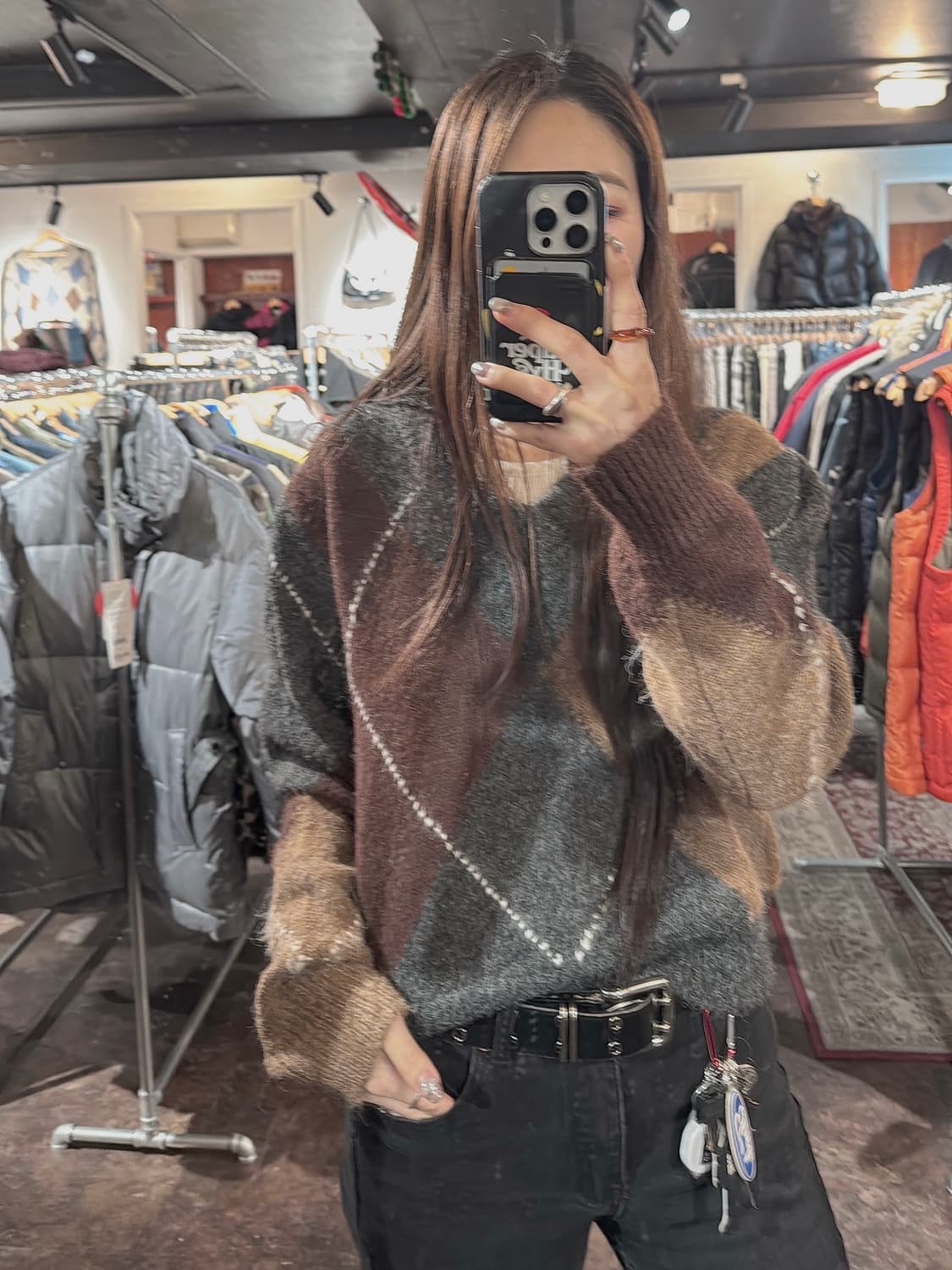 ZARA 자라 울 아가일 브이넥 니트 스웨터 S 상품이미지9