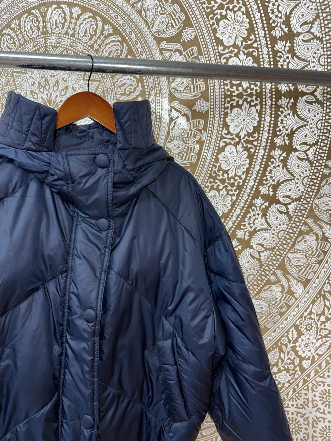 펠틱스 여성 버튼 네이비 후드패딩  상품이미지4