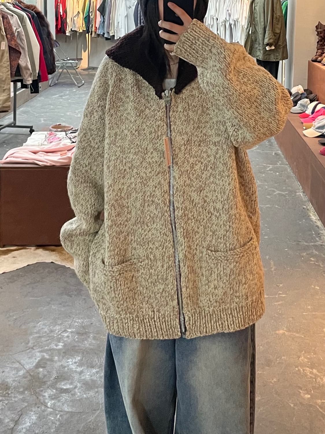 빈티지 니트 집업 자켓 H1900 상품이미지1