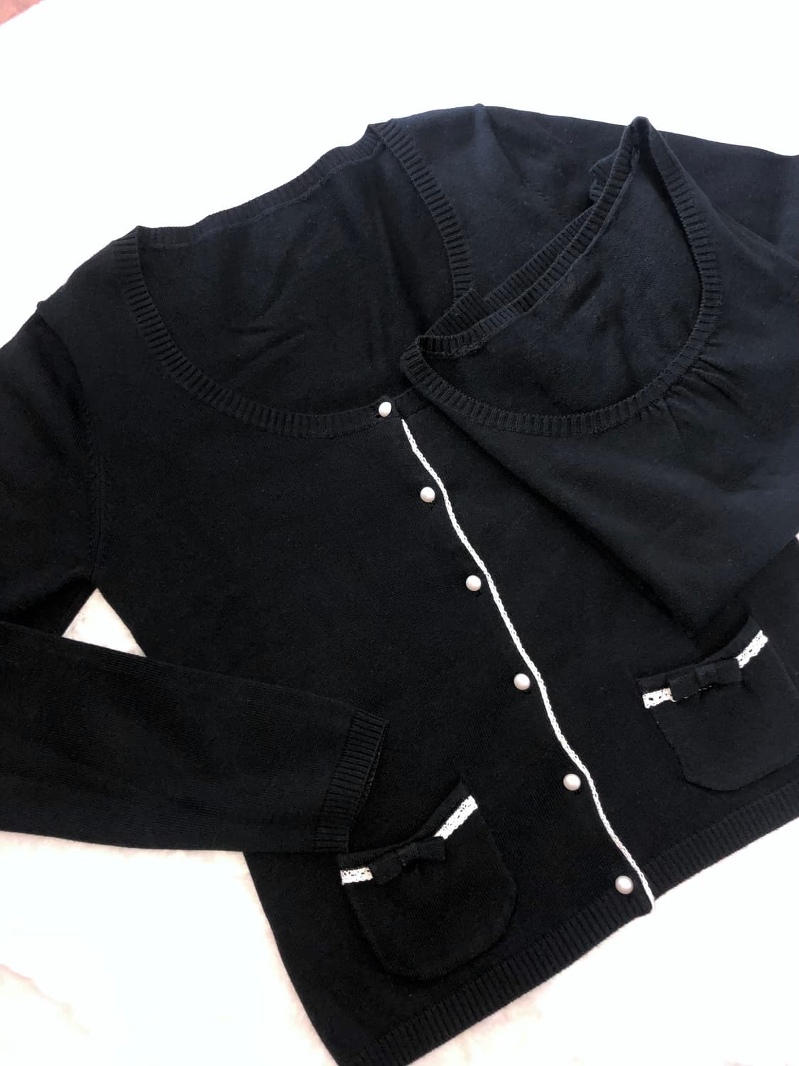 로걀탑 레이스 반팔 가디건 세트 빈티지 공겜여주 갸루 무채색 고딕 상품이미지2