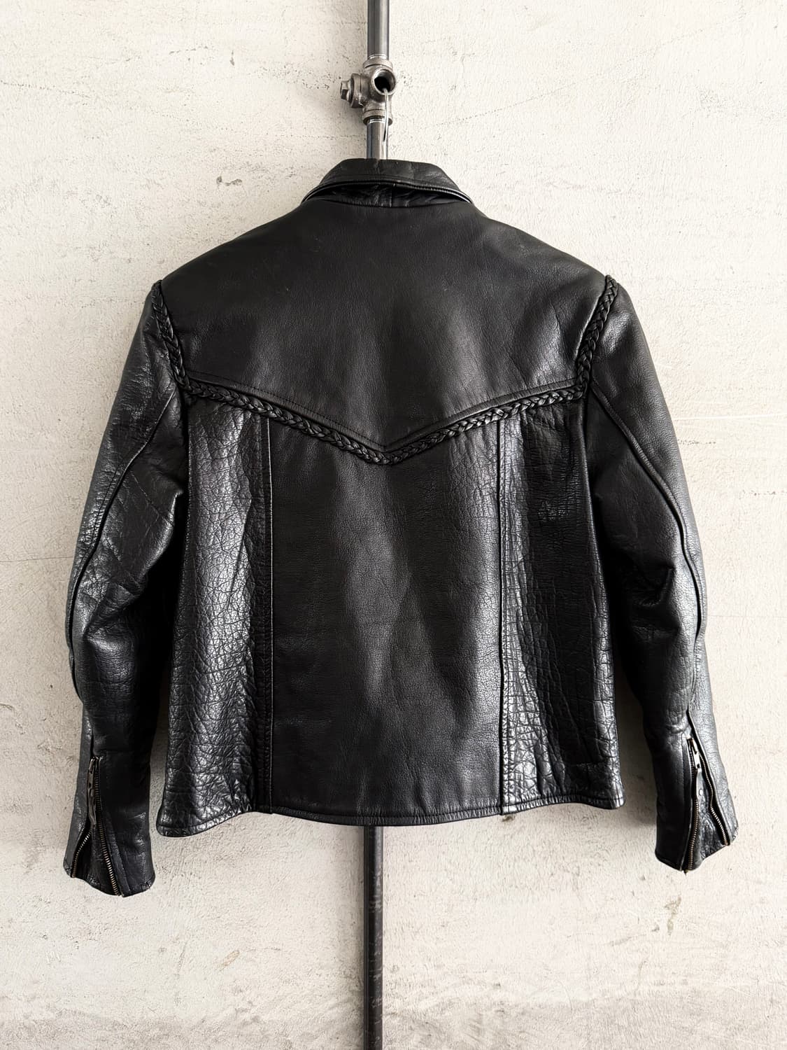 90s Vintage Cowhide Leather Biker Jacket 상품이미지4