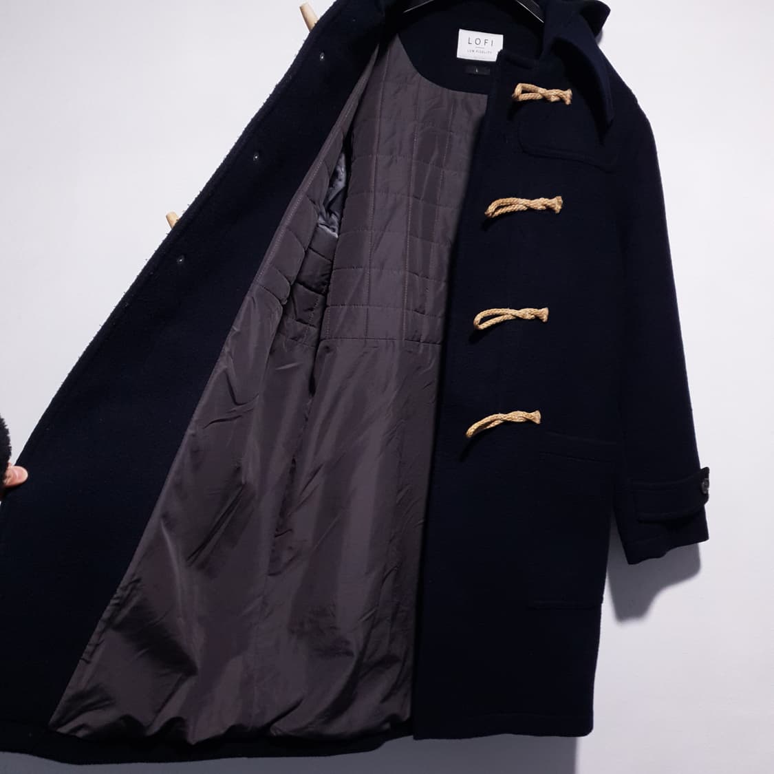 LOFI 로파이 오버핏 스테디 더플 후드 떡볶이 코트 자켓 네이비 L 상품이미지7