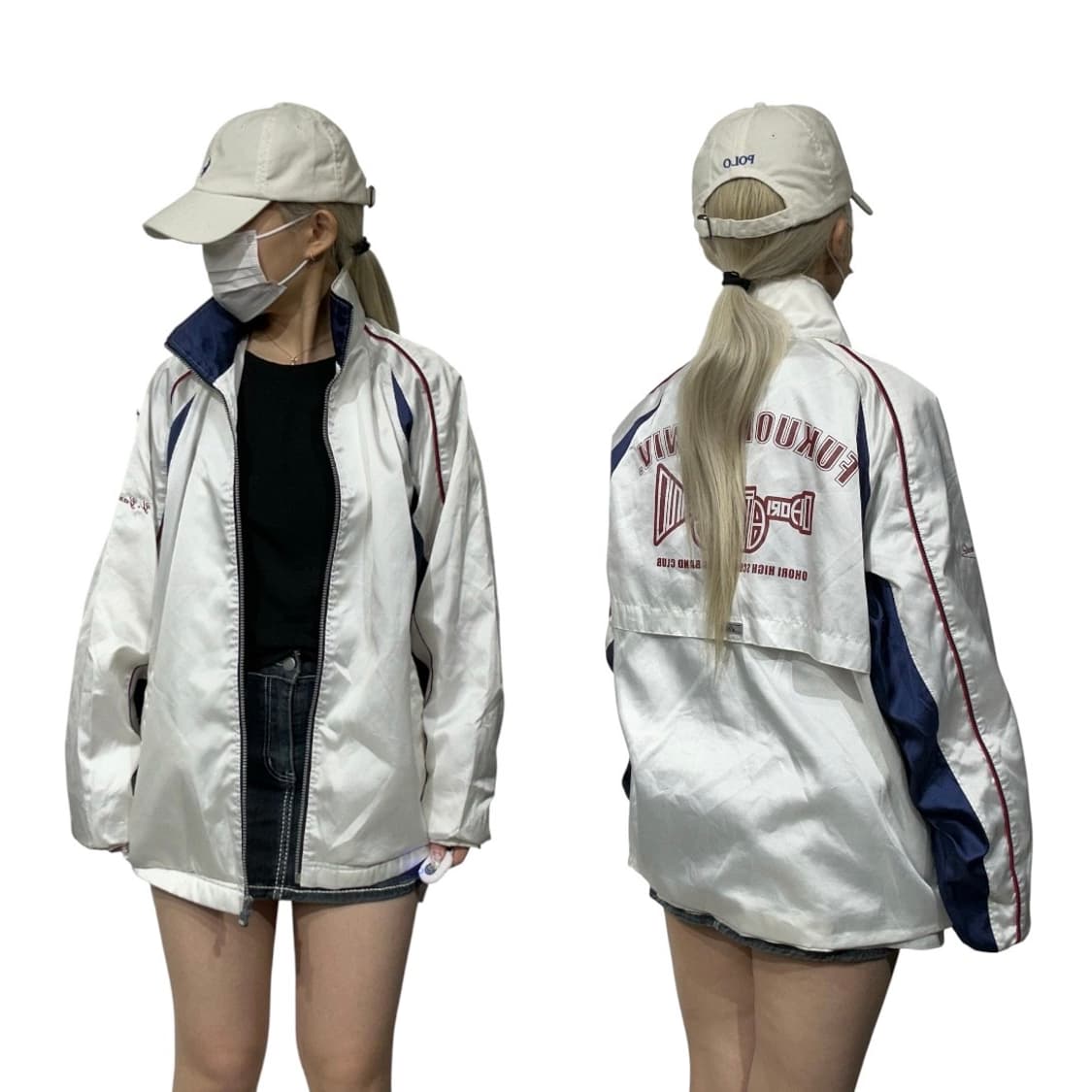 아식스 화이트 올드스쿨 오버핏 트랙 자켓 M   상품이미지1