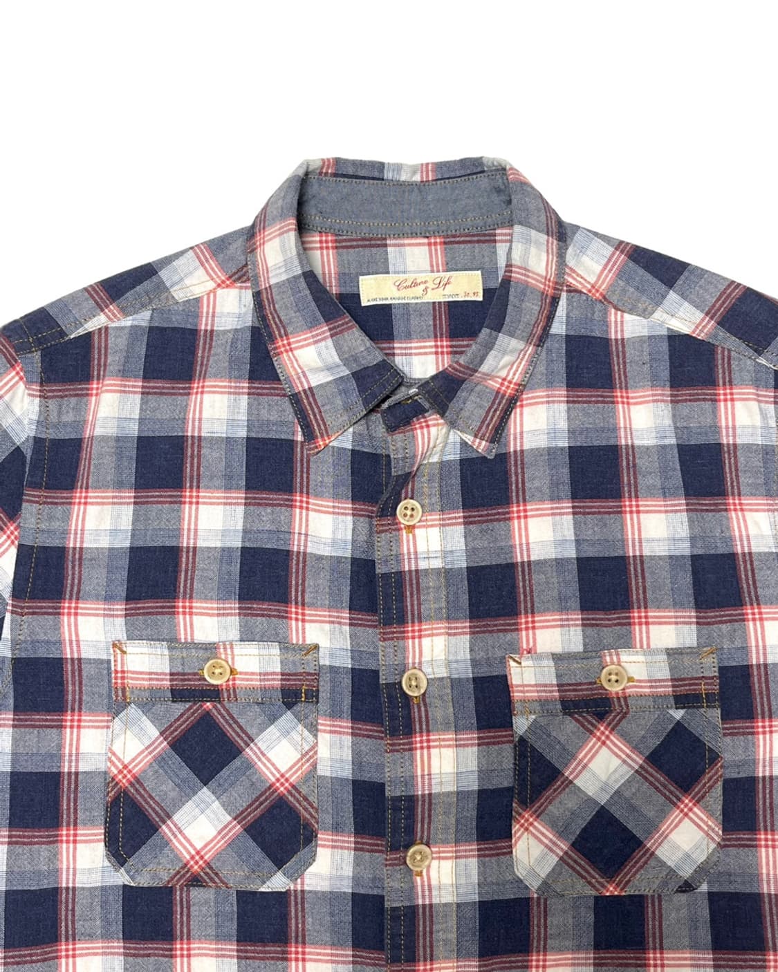 Denim red point check shirt 상품이미지3