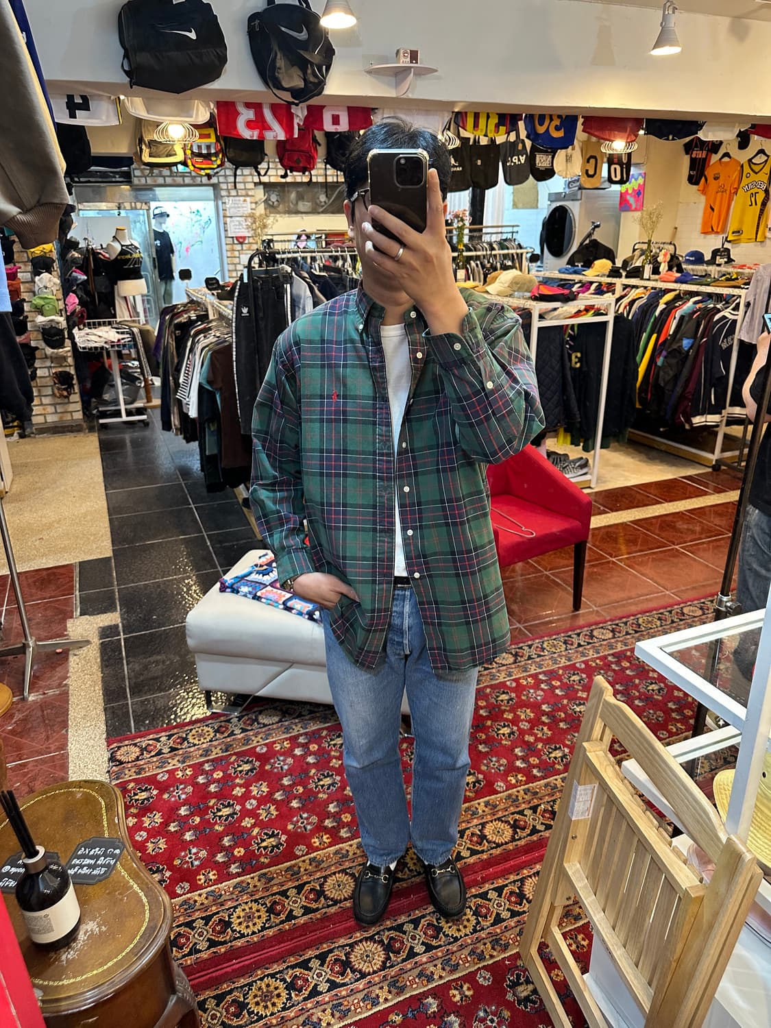 90s 폴로 랄프로렌 블레이크핏 빈티지 타탄체크 셔츠 L 상품이미지1