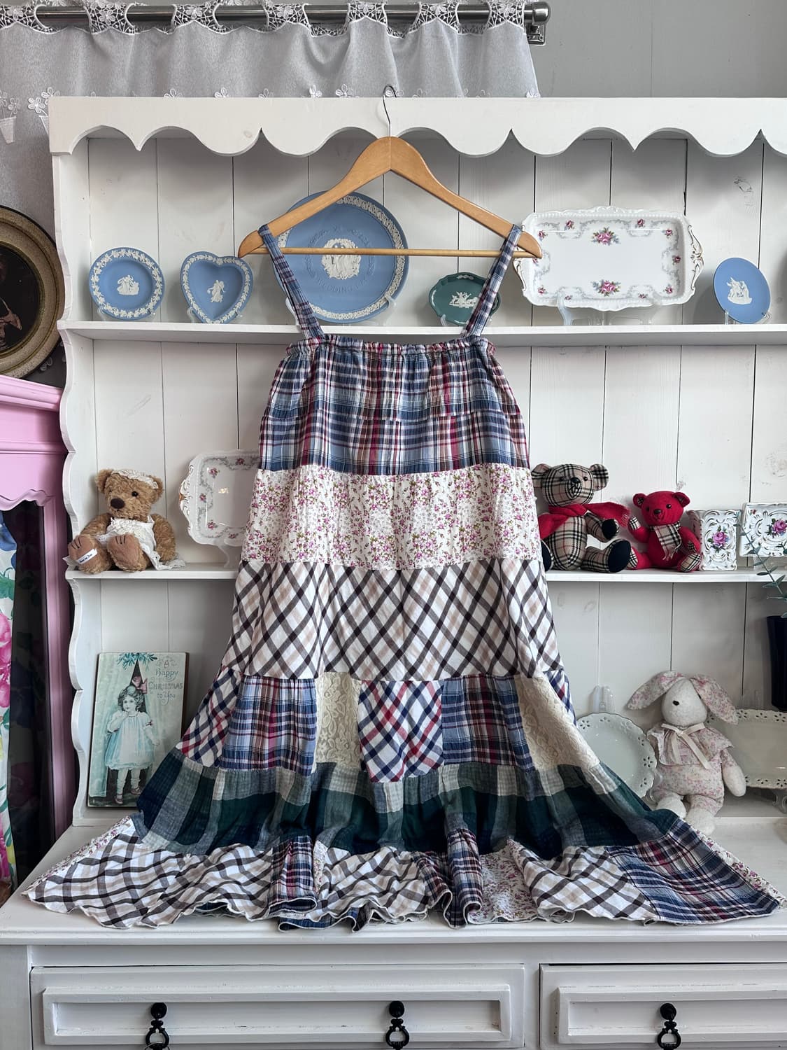 패치워크 플라워 롱 원피스 상품이미지4