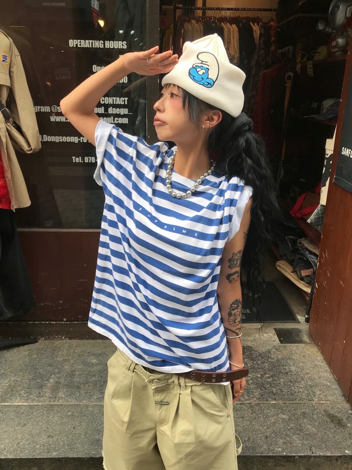 < Supreme Overprint Stripe T-shirt - 24S 상품이미지3