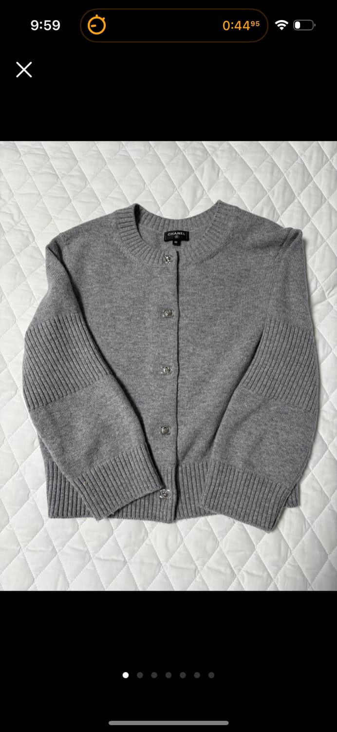 샤넬 턴락 가디건 그레이 36 상품이미지1