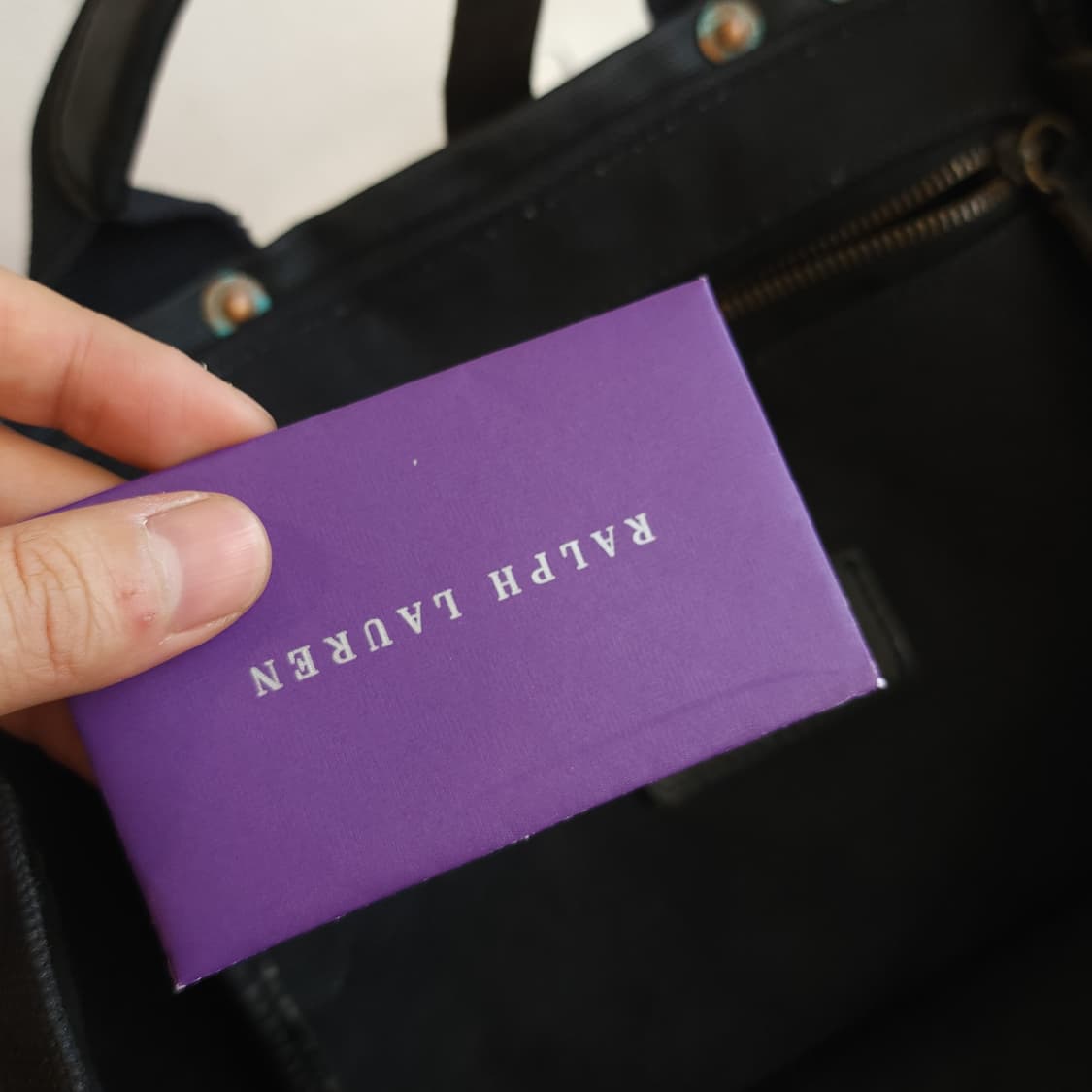 90s 폴로 퍼플라벨 캔버스 레더 토트백 블랙 상품이미지3