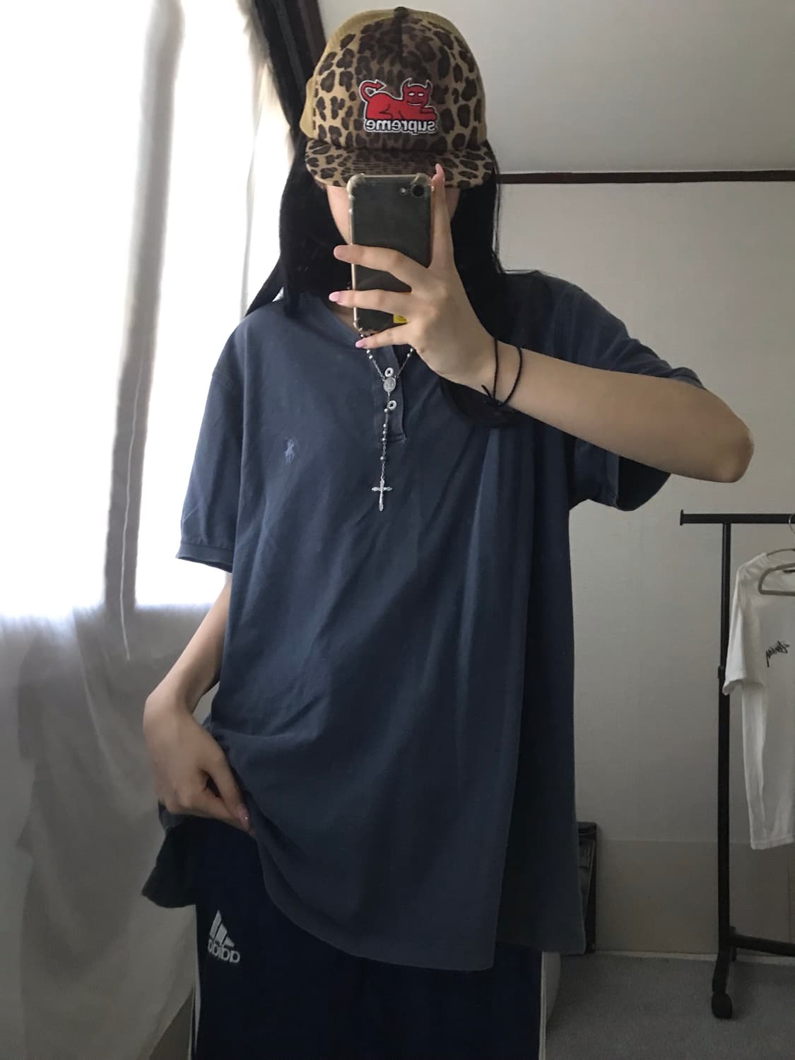 폴로 네이비 버튼 반팔티셔츠 상품이미지2