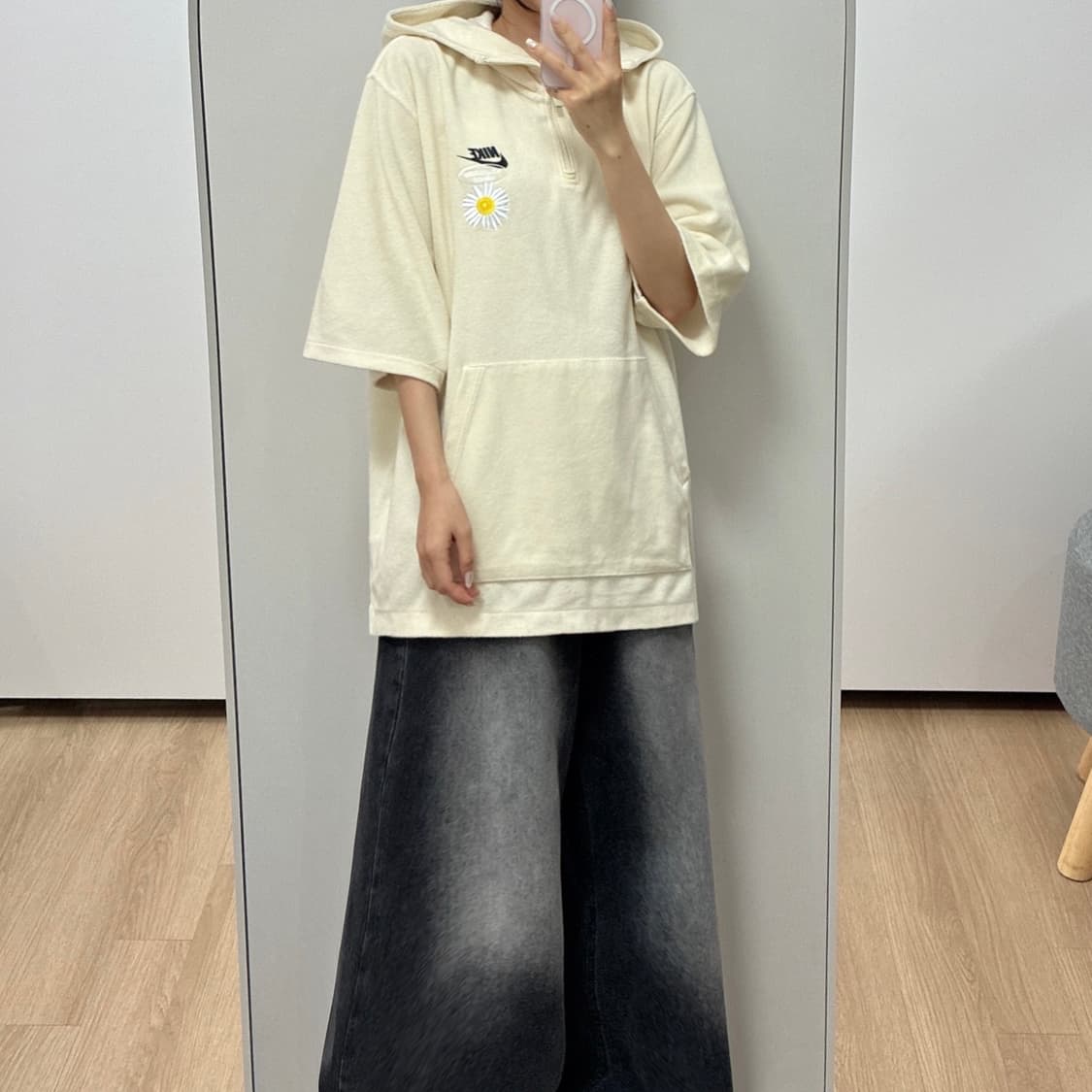 나이키 데이지 프렌치 테리 반집업 후드 반팔 티셔츠 상품이미지1