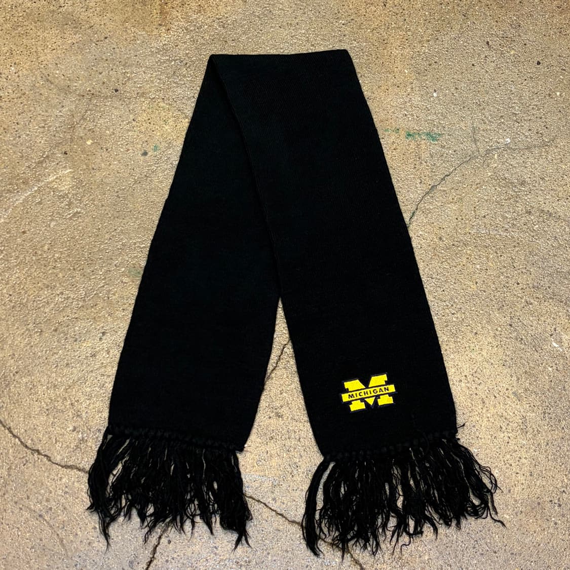 90s Made in USA 미국 빈티지 미시건 니트 손뜨게 머플러 목도 상품이미지1