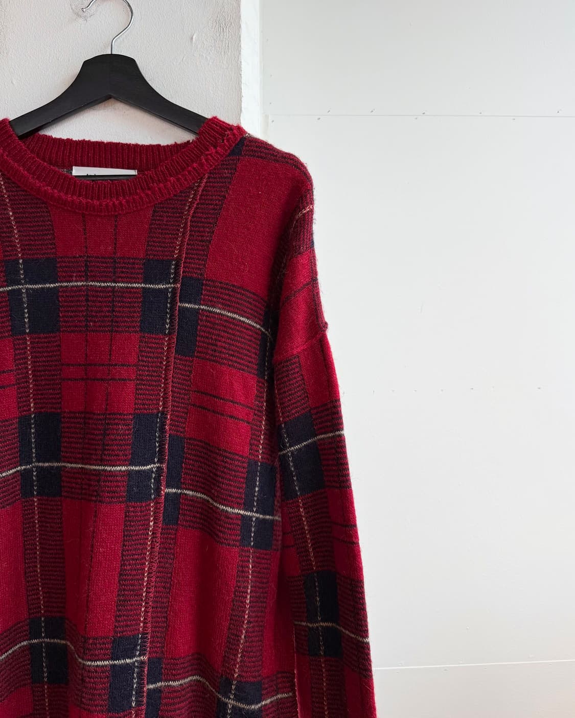 앤더슨벨 레드 어쉬매트리 체크 크루넥 니트  상품이미지5