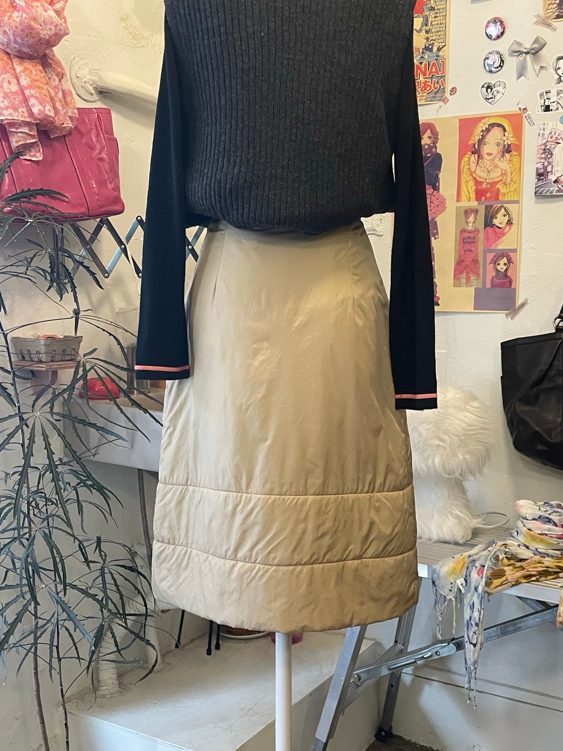 베이지 패딩스커트 [무배] 상품이미지4
