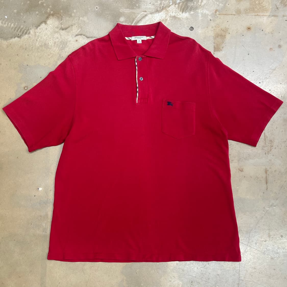 M 버버리 레드 카라 반팔 티셔츠 상품이미지2